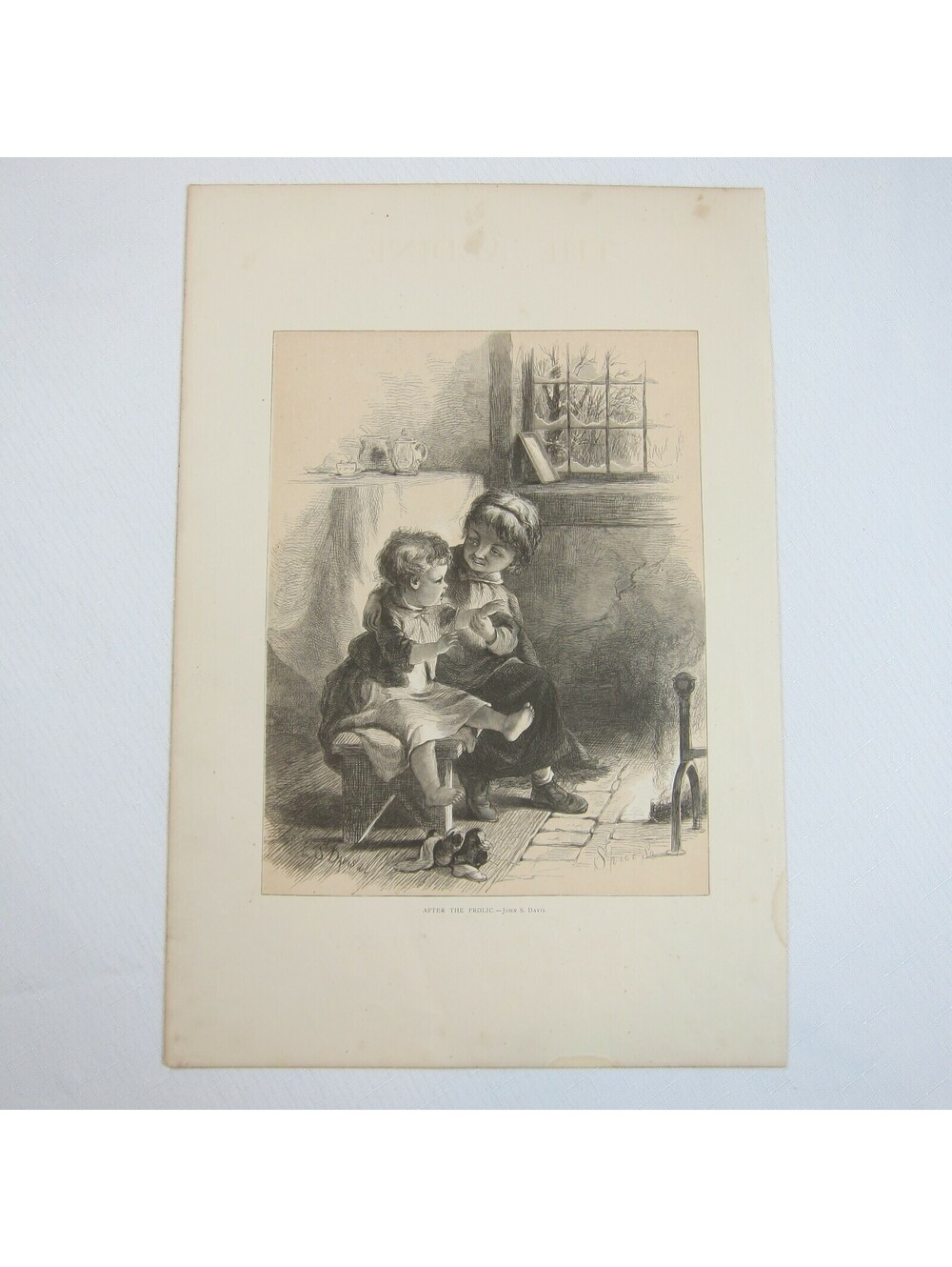 Antique 1873 Wood Engraving Print After the Frolic by John S. Davis, The Aldine